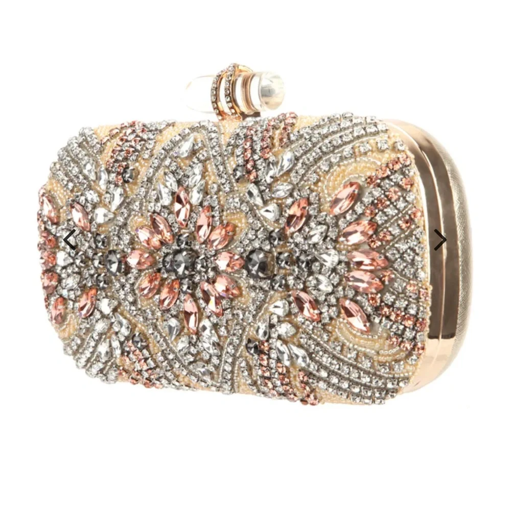 Nina Crystal Embellished Minaudiere Gelsey Clutch/Crossbody Chain Bag - Picture 15 of 15